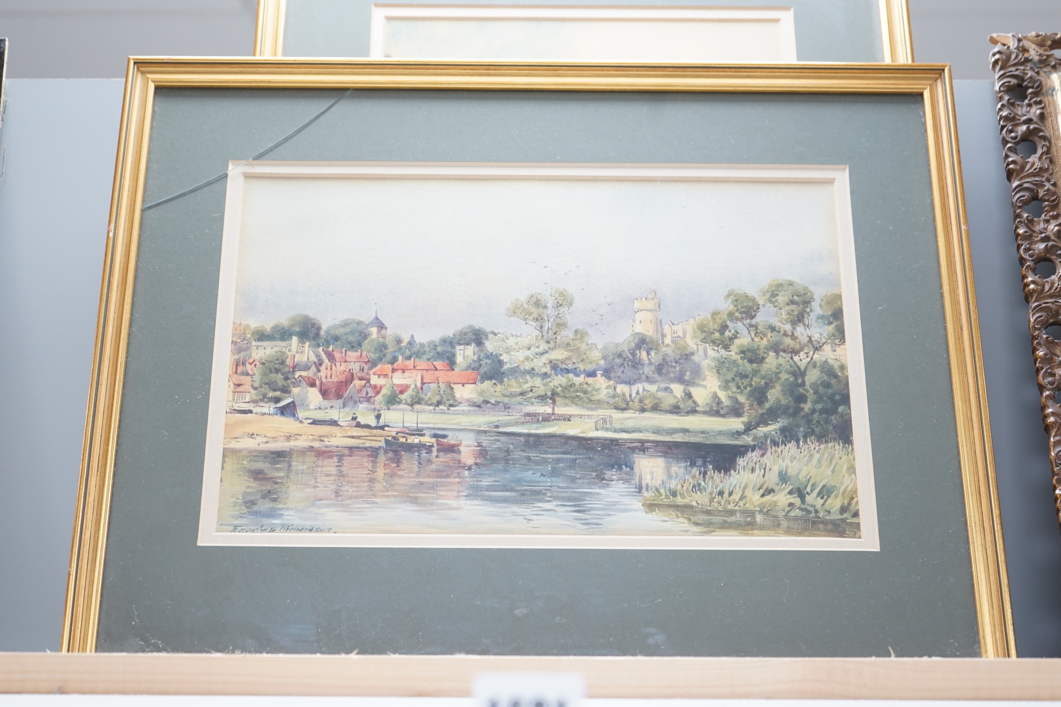 F. Hughes Richardson (20th . C), two watercolours, 'The Town Clock, Steyning' and a River landscape, each signed, largest 29 x 22cm